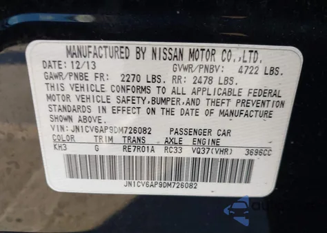 2013 Infiniti G37 Journey z USA, uszkodzony, nr VIN JN1CV6AP9DM726082